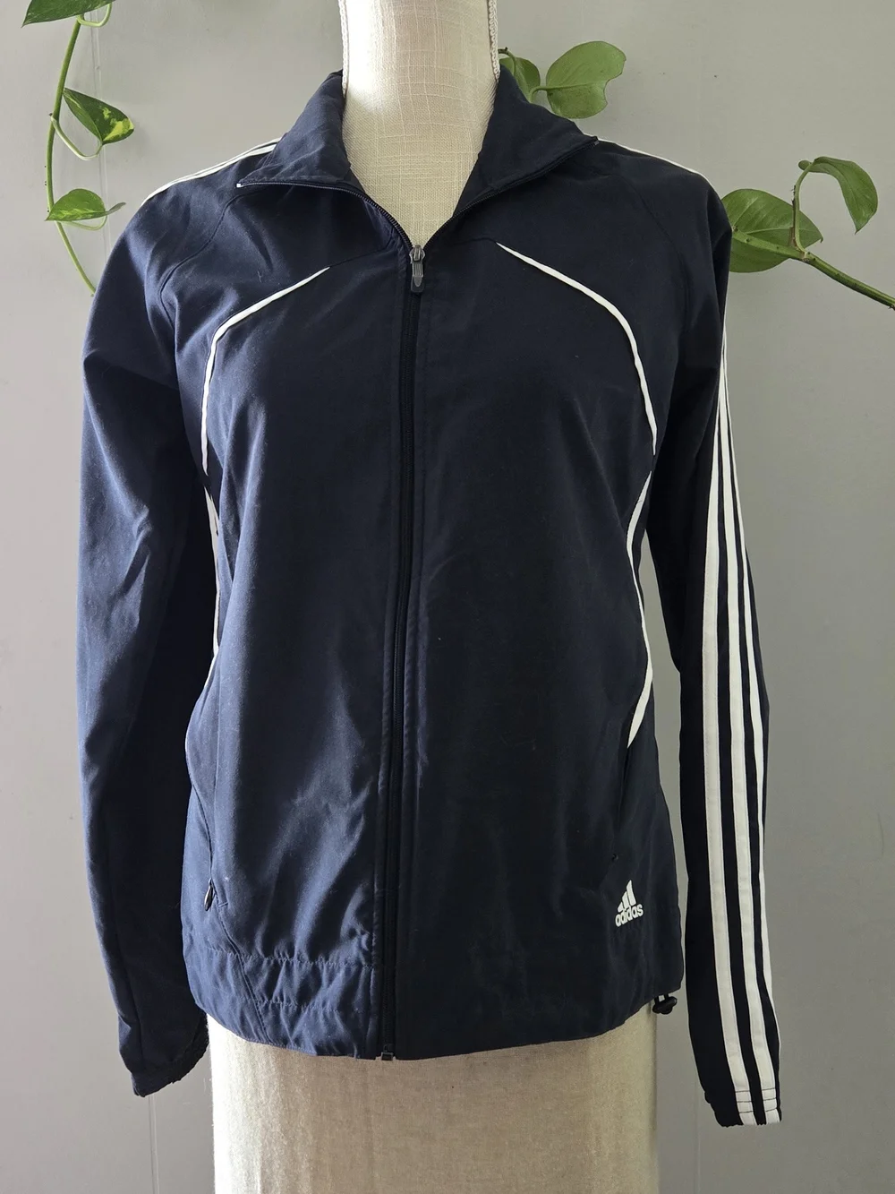 Adidas Men's Navy Track Jacket with White Stripe Details